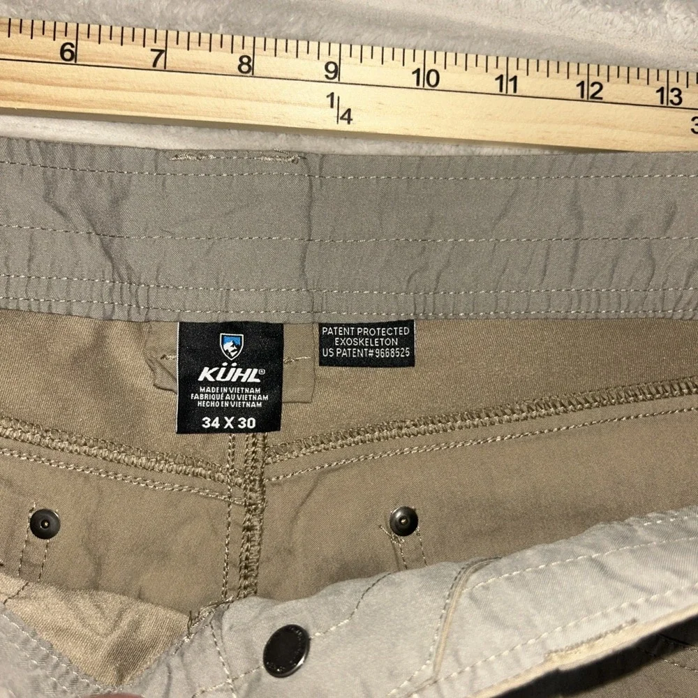 Kuhl Radikl Pants Khaki Tan Hiking Outdoor Hybrid Utility Pants Mens Size 34x30